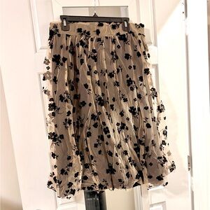 Cato Black Floral A-Line Skirt